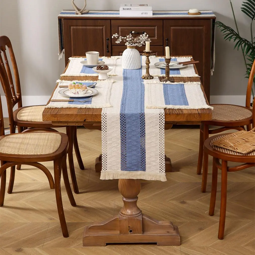 Boho Style Table Runner, Rectangular Tablecloth, Table Mat, Table Decoration Supplies for Home Kitchen Dining Room, Vanity Decor Accessories