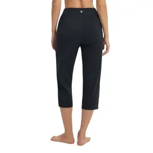 baleaf 2026 New Womens Capri Pants High Waisted Straight Leg Yoga Capris Leggings with Pockets Crop Workout 21" Summer Pants [PC:bhy005]