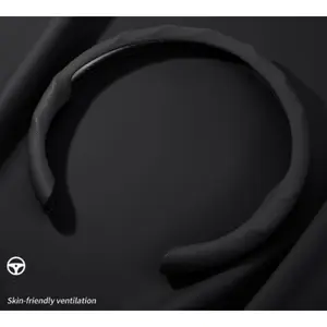 Ribbed Sporty Perforated Nappa Leather Steering Wheel Cover Universal fit 14.5 to 15 inches SW for Car Sedan Coupe SUV Pickup ,Universal Sweat Absorbing, Breathable Sports Car Handle Cover for Men and Women 5D Round