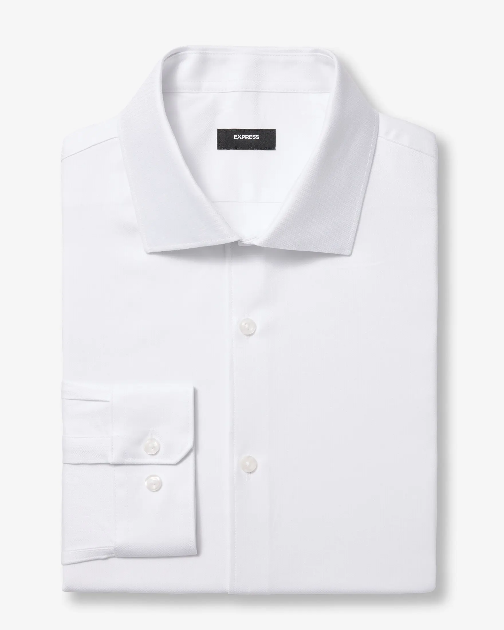 Express Slim Textured Print Spread Collar Cotton Stretch 1MX Dress Shirt