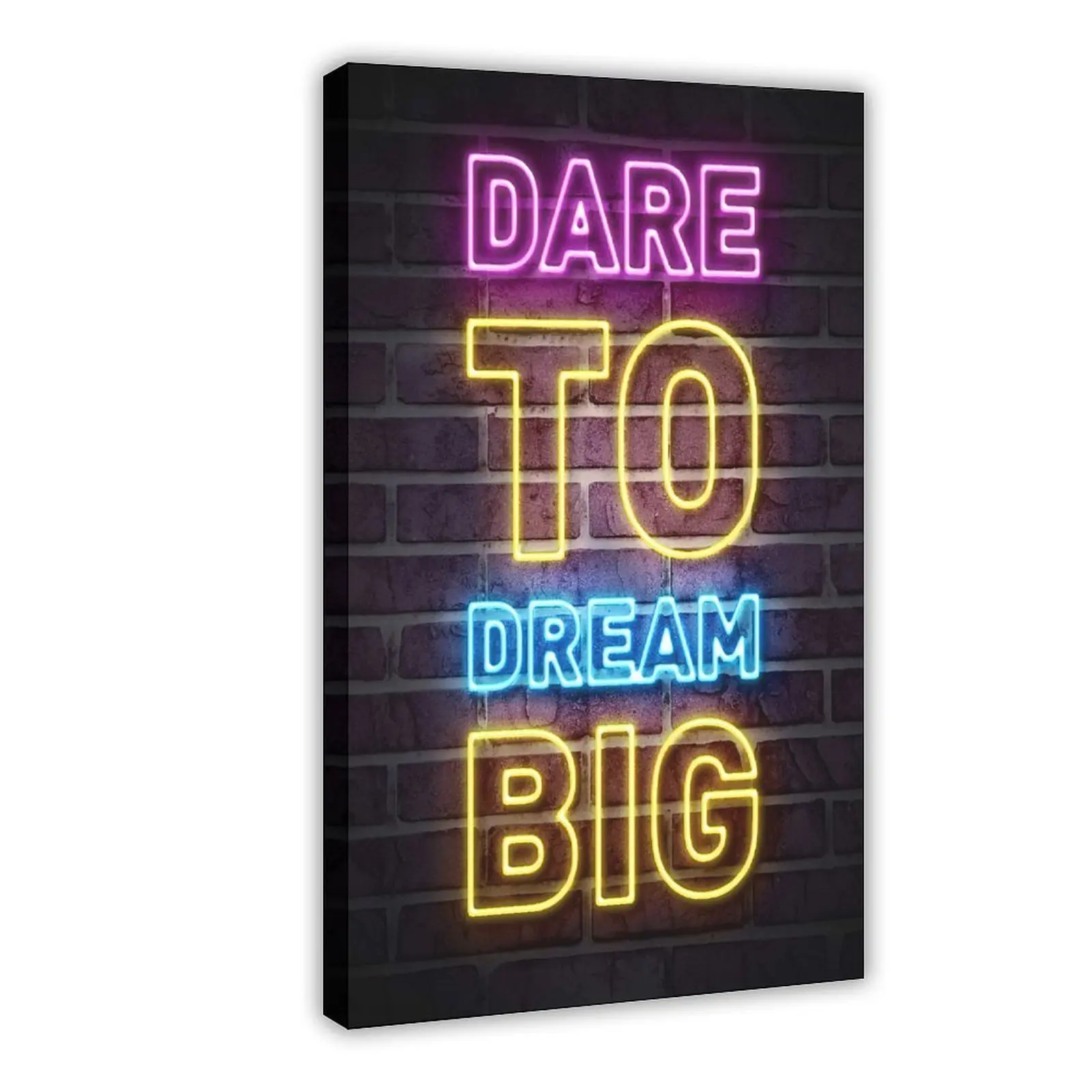 Dare To Dream Big Motivational Quotes (No Light) Canvas Poster Wall Art Decoration For Home Bedroom Office Living Dorm Room Decor Boys Girls Gift
