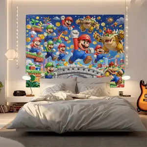 Super Mario Bros Movie Fun Adaptation Themed Tapestry – Multi-Size Cartoon Decor for Bedrooms/Kids’ Rooms | Vibrant Movie Scene, Lightweight Fabric, Easy to Hang | Gift for Mario Movie Fans