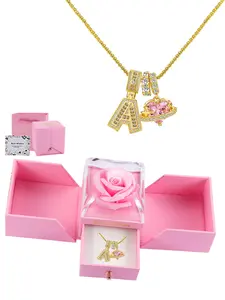 26 Initial A to Z Letter Pendant Necklace Set, Metal Plated Zircon Jewelry, Ideal Gift for Women, Daily Wear Accessory