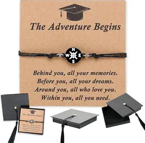 Class of 2026 Graduation Gifts for Her & Him, Stainless Steel Compass Charm Bracelet With Graduation Cap-Shape Box, Commemorative Keepsake Jewelry, Perfect Senior High School & College Grad Gift
