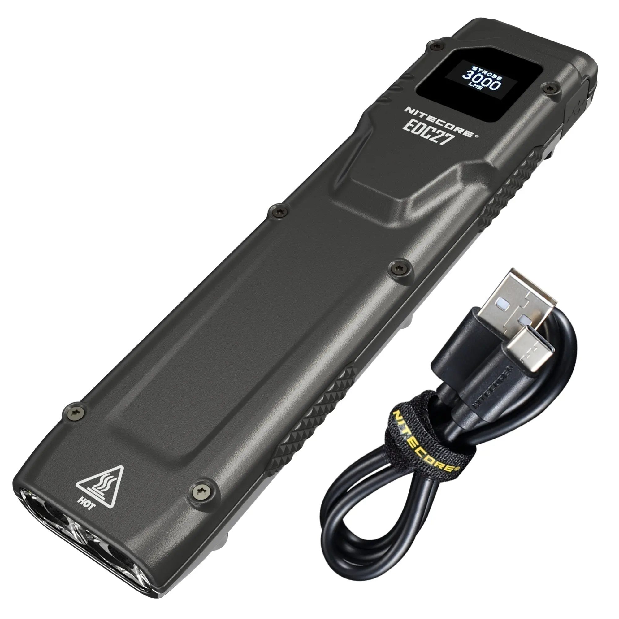 Nitecore EDC27 Dual LED Flashlight - 3000 Lumen High Lumens, Ultra Slim Flat, Handheld USB Rechargeable High Performance EDC Portable Lighting for Home Improvement, Dual Led Flashlights, High Lumens Flashlight