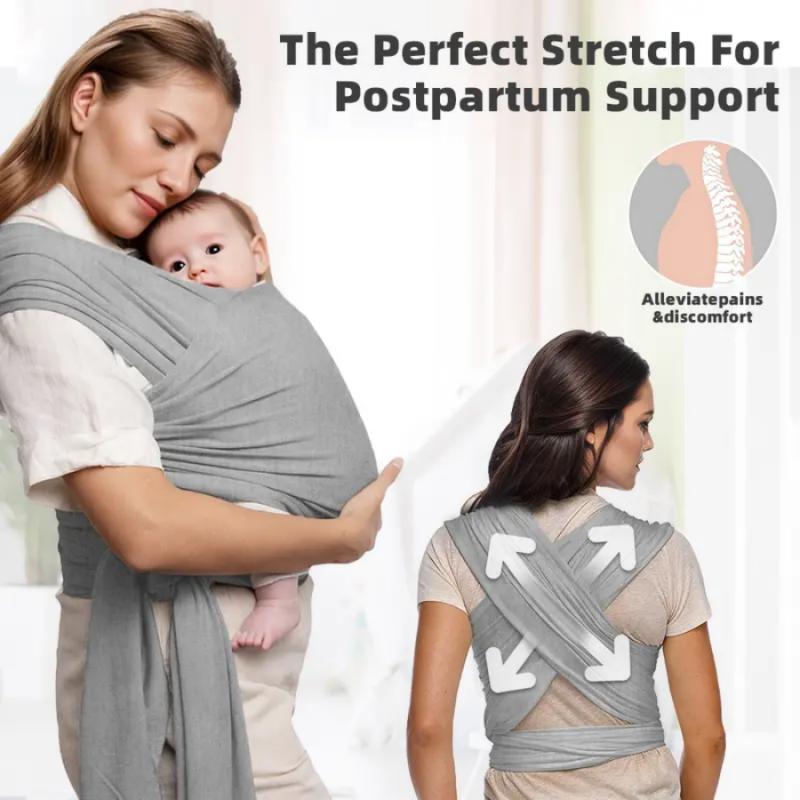 Ergonomic Newborn & Infant Wrap Carrier in Solid Color, Soft Breathable Adjustable Fabric for Hands-Free Travel, Newborn Wrap Carrier, Cozy Wrap Carrier