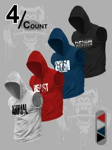 Hardcore Totem 4-Pack Sleeveless Hoodies Gym | ANIMAL/BEAST Identity Vibe 🐺💥4-COUNT