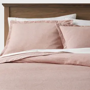 King Cotton Linen Chambray Duvet Cover & Sham Set Terracotta - Threshold