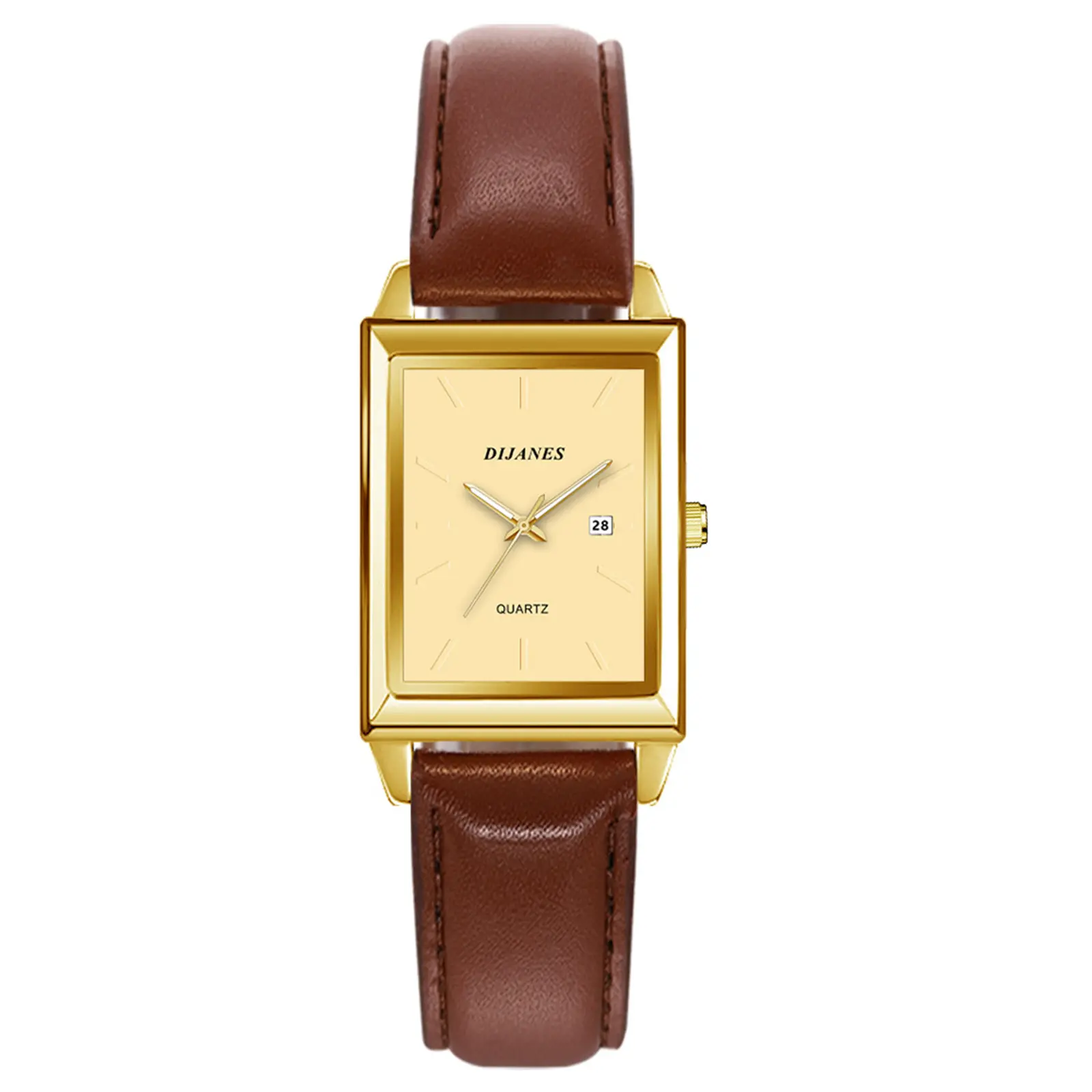 OIDEA Women's Rectangular Case Analog Quartz Watch - Clean Bar Hour Markers, Calendar Display, Soft PU Leather Strap, Slim Geometric Design, Ideal for Work, Graduates, Girlfriends; Perfect for Dating, Gift Giving