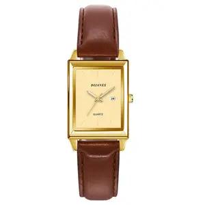 OIDEA Women's Rectangular Case Analog Quartz Watch - Calendar Display, Bar Hour Markers, Soft PU Leather Strap, Slim Design - Fashion, Geometric, Stylized Analog Quartz Watches, Fashion Quartz Watches