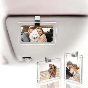 Valentine's Day  for Him/Her -   Visor Photo Frame Clip (2PC) - Personalized Picture Holder for Boyfriend, Husband, Girlfriend, 4.7x3.1 Inch Cute  Interior Decorations & Accessories