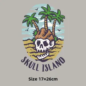 Skull Island Iron On Heat Transfer Print, Washable DTF Sticker For Men T-Shirt Jacket