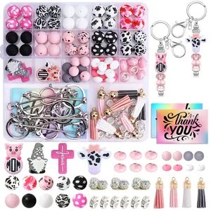 107pcs Silicone Beads for Keychains & Bracelets, 12mm & 15mm Sizes, DIY Craft Supplies, Decorative Accessories, DIY Beading Accessories