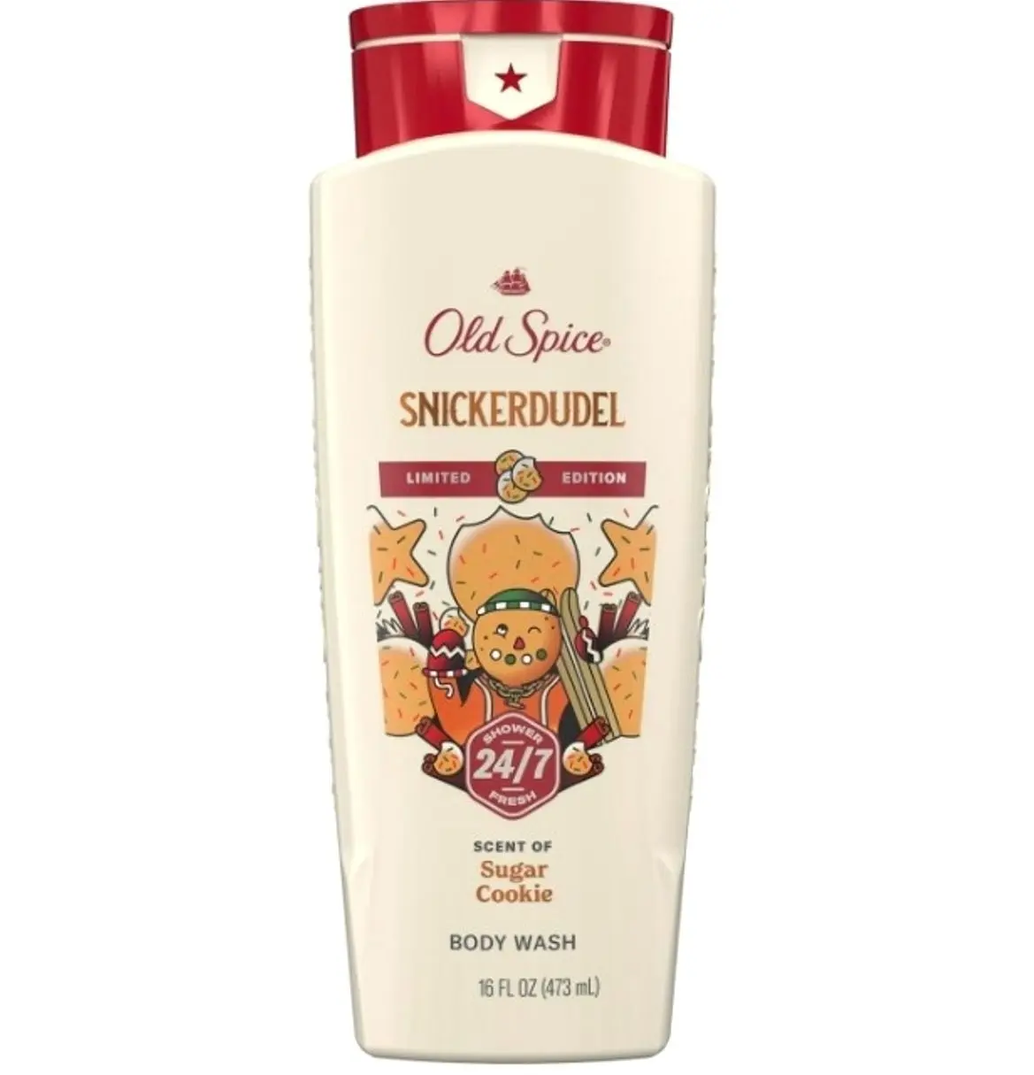 Old Spice Body Wash for Men, Holidudes Holiday Edition, 24/7 Holiday Freshness, Lasting Scent and Rich Lather, Stocking Stuffer, Snickerdudel Sugar Cookie Scent, 16 oz