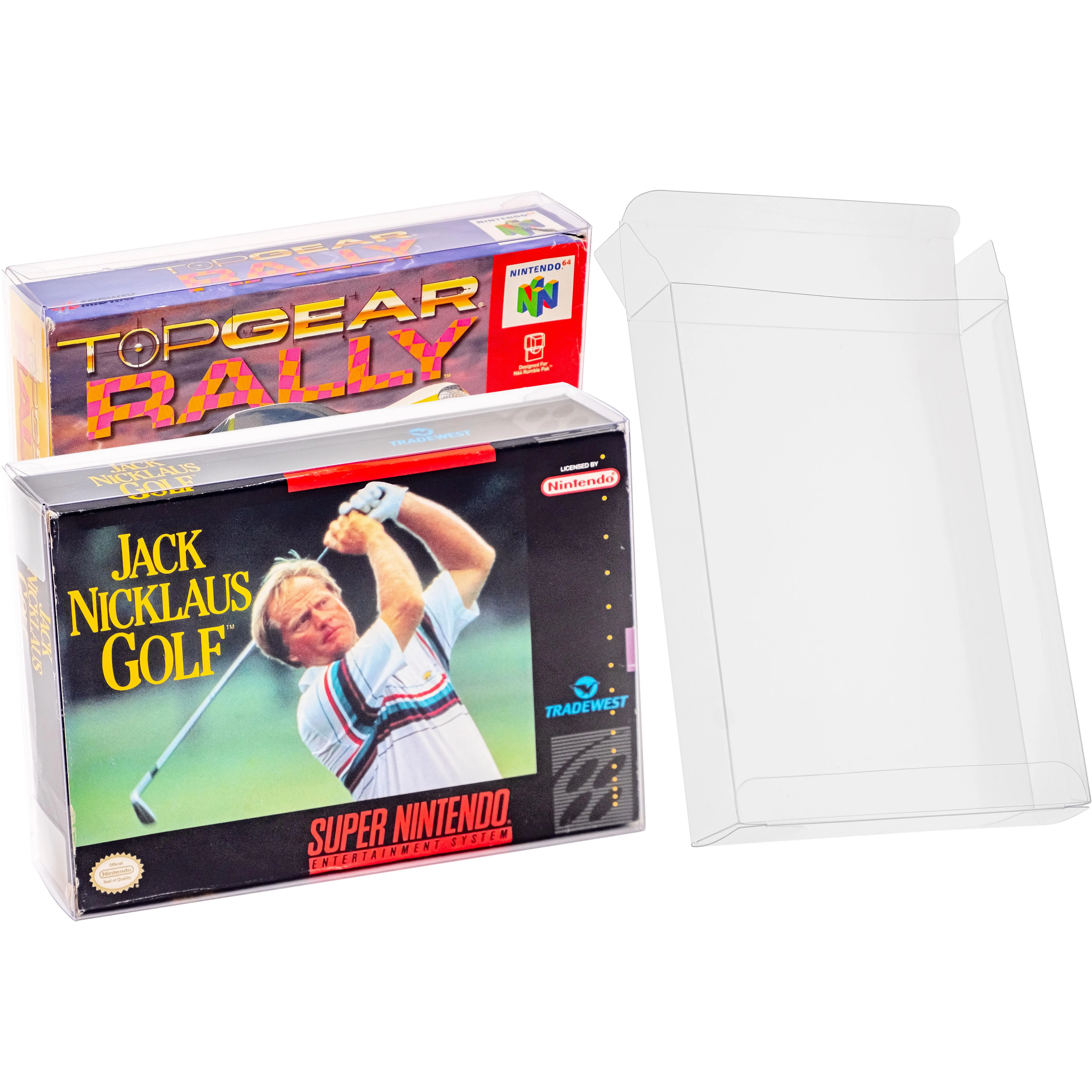 N64 Super Nintendo SNES Game Box Protector Case Clear Plastic Thick Sleeve