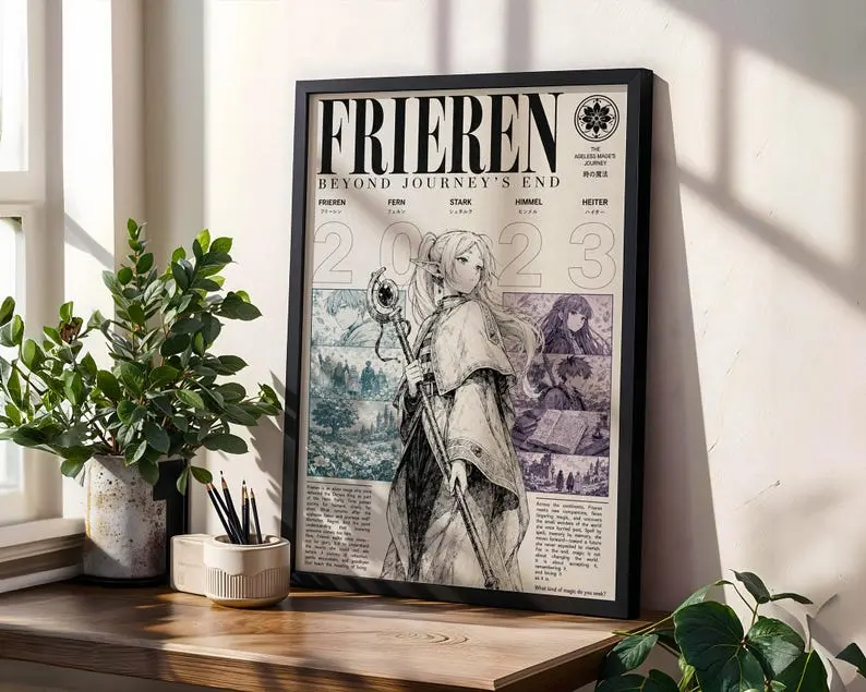 Frieren Poster Print Unframed, Sousou no Frieren Anime Wall Art, Fantasy Manga Print, Elven Mage Decor, Gift for Anime Fans