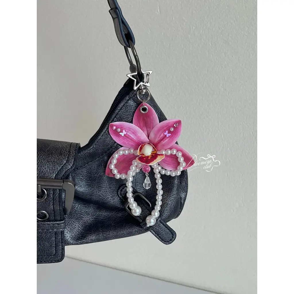 [NEW] Handmade Orchid Flower Bag Charm Keychain –  Floral Charm Gift for Women