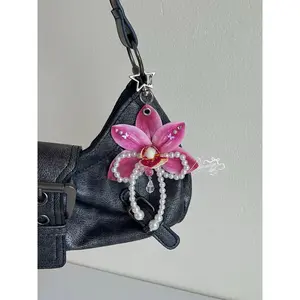 [NEW] Handmade Orchid Flower Bag Charm Keychain –  Floral Charm Gift for Women