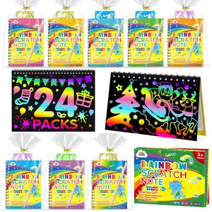 Zmlm Rainbow Scratch Party Favors Kids: Birthday Gifts Toy Bulk Scratch Art Notebook 4/16/24/36/48 Pack Scratch Paper Birthday Party Favor Girls Boys Art Craft Kit Scratch Pads Classroom Prizes
