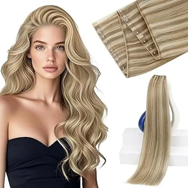 Ve Sunny Female 16inch-80g Long Butterfly Weft Extension - 100% Human Hair OVO Hair Pieces, Easy-To-Use Genius Weft for Natural Daily Styling (Tools Not Included), Women, Daily Wear, Ovo Weft