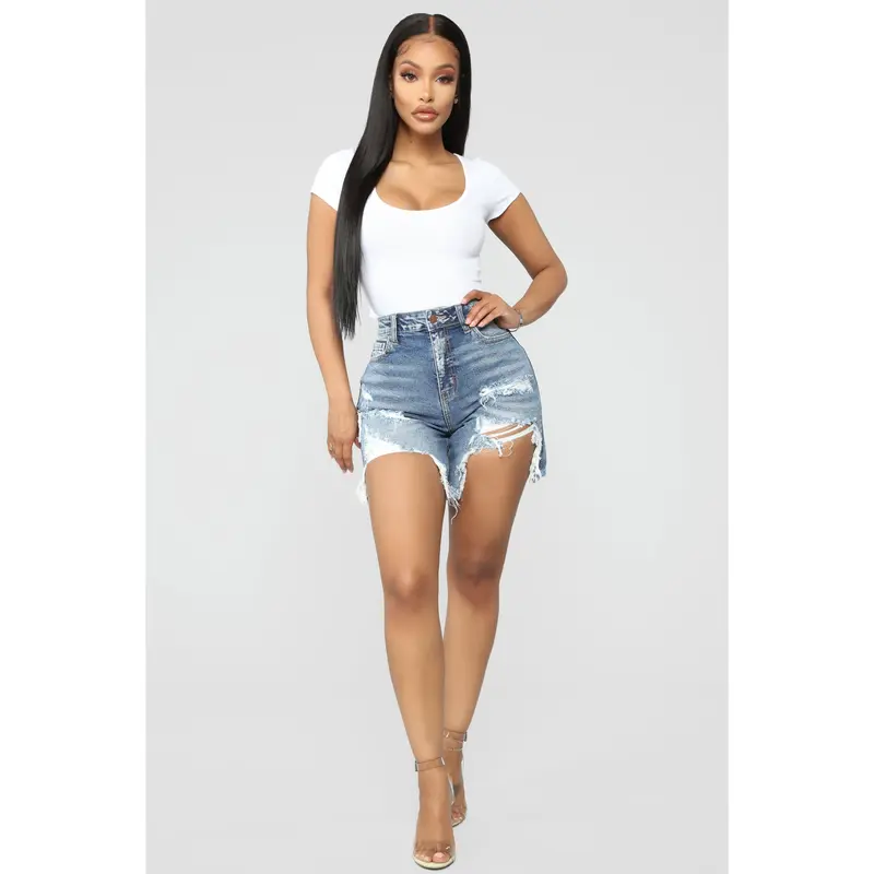 Envy Me Distressed Bermuda Shorts - Medium Blue Wash