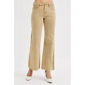RISEN Full Size Raw Hem Wide Leg Jeans Plus Size