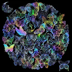 100pcs Holographic Butterfly Stickers – Iridescent Vinyl for Water Bottles, Journals & Laptop Aesthetic