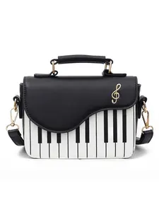 A personalized music themed piano print bag, decorated with retro music scores, a shoulder bag, Casual crossbody bag, Fashionable crossbody bag, that can accommodate mobile phones and lipstick, suitable for shopping and socializing
