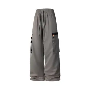 Versatile Daily Wear Mens Wide Leg Pants Elasticated Waistband with Drawstring Classic Cargo Pocket Structure Suitable for Commute and Outdoor Activities