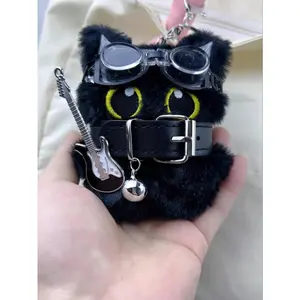 Cute Big Eye Cat Design Keychain, Punk Style Plush Keychain for Women & Men, Fashion Accessories for Daily Use, Trendy All-match & Exquisite Keychain for Birthday Gift, Kawaii Keychain