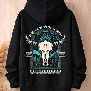 Christian Western Hoodie | Follow the Word Not the Herd Hoodie | Faith-Based Cowboy Graphic Hoodie | Unisex Heavy Blend Pullover