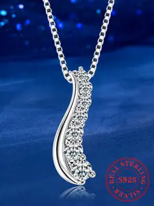 Trendy Commute S Shape Waist S925 Silver Light Luxury Moissanite Pendant Necklace Small Unique New Western Design