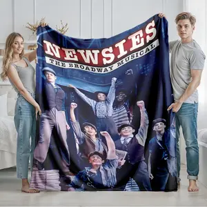 1 piece "Newsies" themed flannel blanket - Modern design flannel blanket, suitable for sofas and beds, all-season use, super soft and comfortable, digital printing, 100% polyester material, machine washable, suitable for camping, naps and travel an