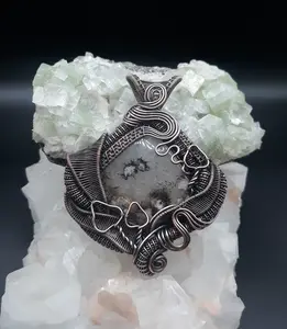 Turkish Stick Agate in Copper Pendant - Unique Design for Jewelry Collection with Natural Beauty