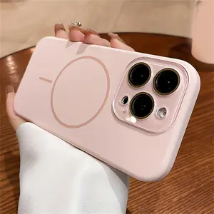 Magnetic Wireless Charge Case, Soft Magnetic Wireless Charge Case for iPhone 16 15 14 13 Pro Max, Magnetic Lens Protector Back Cover, Casing