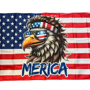 American Flag Bald Eagle MERICA, Wall Decor Banner Gift, 4th of July Double Sided Flag, Garage Man Cave Hunting Flag