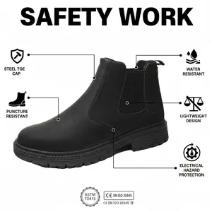 Steel Toe Cap Smash-Proof Safety Shoes Unisex Chef Work Shoe Waterproof Splash-Proof Puncture-Proof Breathable Anti-Slip Durable Outdoor