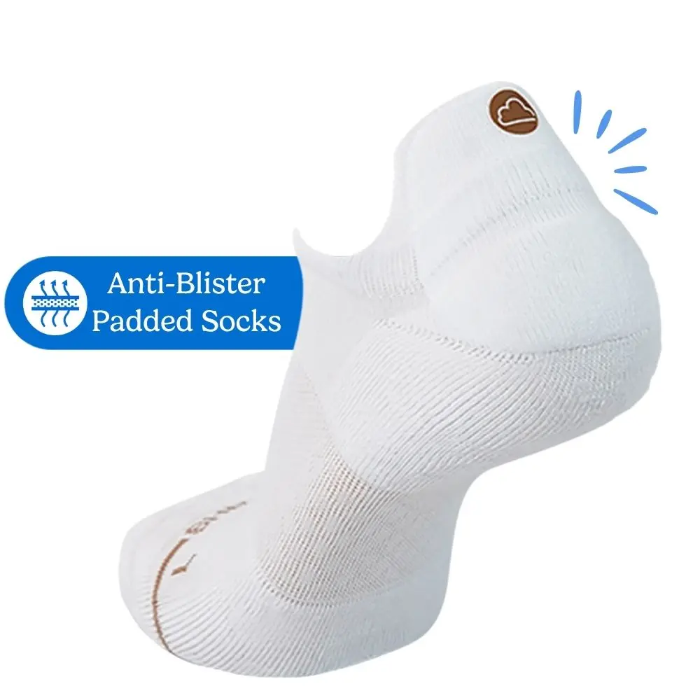 SHEZZA Anti-Blister Padded Ankle Socks - Foam Cushioned Heel for Comfort & Blister Prevention - Unisex for Boots Sambas Loafers Running Sneakers Women Minimalist