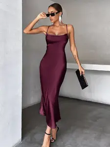 JADEE Solid Tie Backless Cami Dress Holiday Party Birthday Formal Occasion Dress