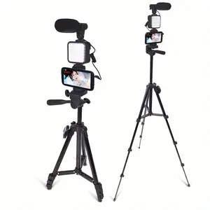 Outdoor Live Vlog Equipment TikTok Phone Live Photography Kit with Pocket Light, Beauty Fill Light, Video Recording, Tripod, and Microphone Set