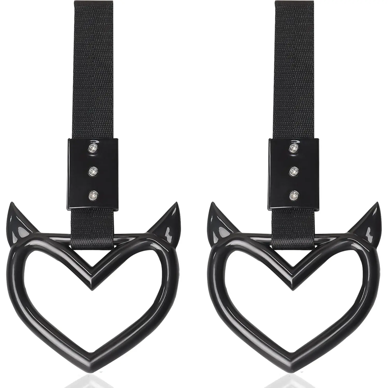 Two heart-shaped handle drift pendant keychains | Red devil-style car ornaments