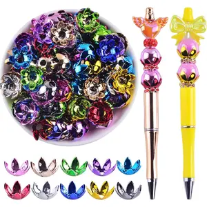 Focal Beads for Pens Bulk Focals for Beaded Pens 60 count Flower Petal Beads caps for Beadable Pens  Focal Beads for  Making  Making Bracelet Necklace Crafts Charms
