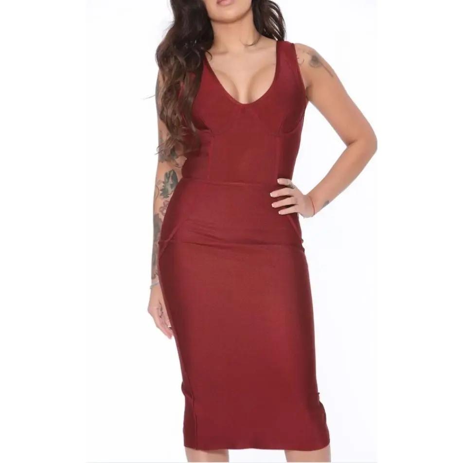 Red Bandage Curve-Hugging Dress