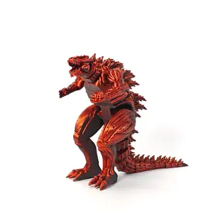 3D Printed Godzilla Decorative Figurine, Movable Muscle Dinosaur Statue, Multicolor Gradient Sea Monster Model, Unique Home Decoration