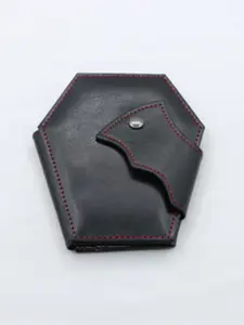 Halloween Coffin Card Wallet, Bat Wing Design, Folded Pocket Style, Hand Stitched Faux Leather Material, Perfect Gift for Spooky Occasions