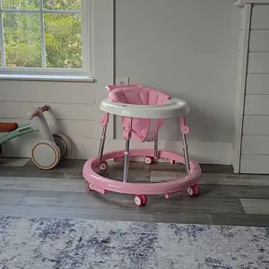 Baby Walker Foldable with 9 Adjustable Heights, Baby Walkers and Activity Center for Boys Girls Babies 7-18 Months, Portable Wheeled Baby Activity Walker