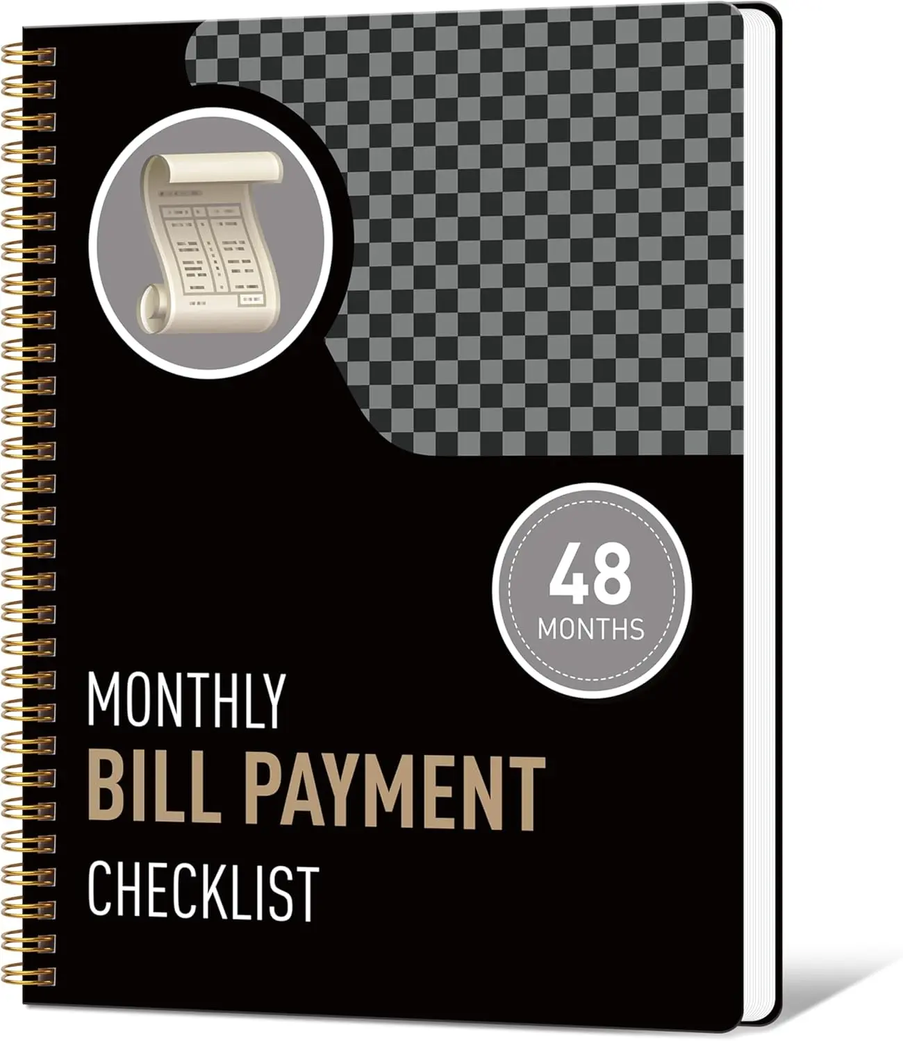48-Month Undated Financial Organizer with Income Tracker, Savings & Debt Management, Yearly Goals, Expense Tracking 8×10 In, Black Kamoy