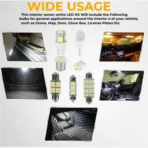 Car LED Interior Light Kit - Error-Free 6000K Xenon White Bulbs for Dome, Map, Glove Box & Trunk - Universal Fit for Family Cars, SUVs & Trucks - Easy Installation Upgrade-YY0