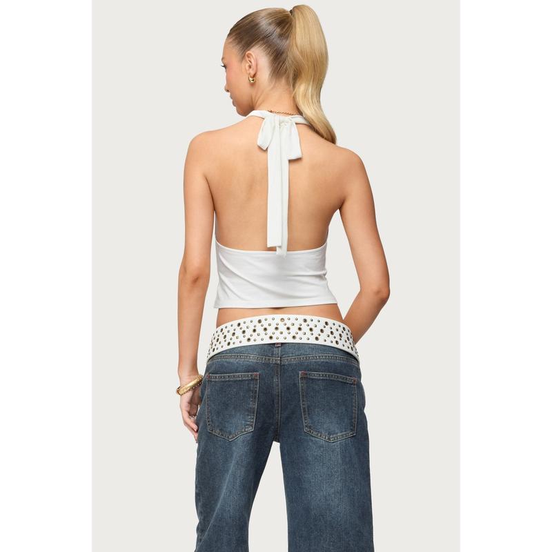 Hook & Eye Cowl Neck Halter Top