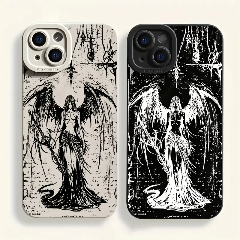 Softcase phone case with angel wings for iPhone 16, 15 Pro, 13, 14 Pro Max, 12 and 11 series. Cover Protective Protection Protector